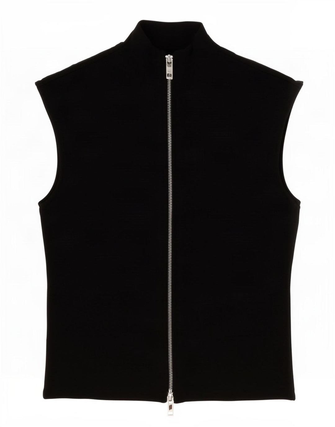 Zara Blusa feminina sem mangas com zíper completo Reino Unido 10 pequena viscose preta