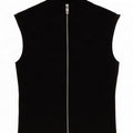 Zara Blusa feminina sem mangas com zíper completo Reino Unido 10 pequena viscose preta