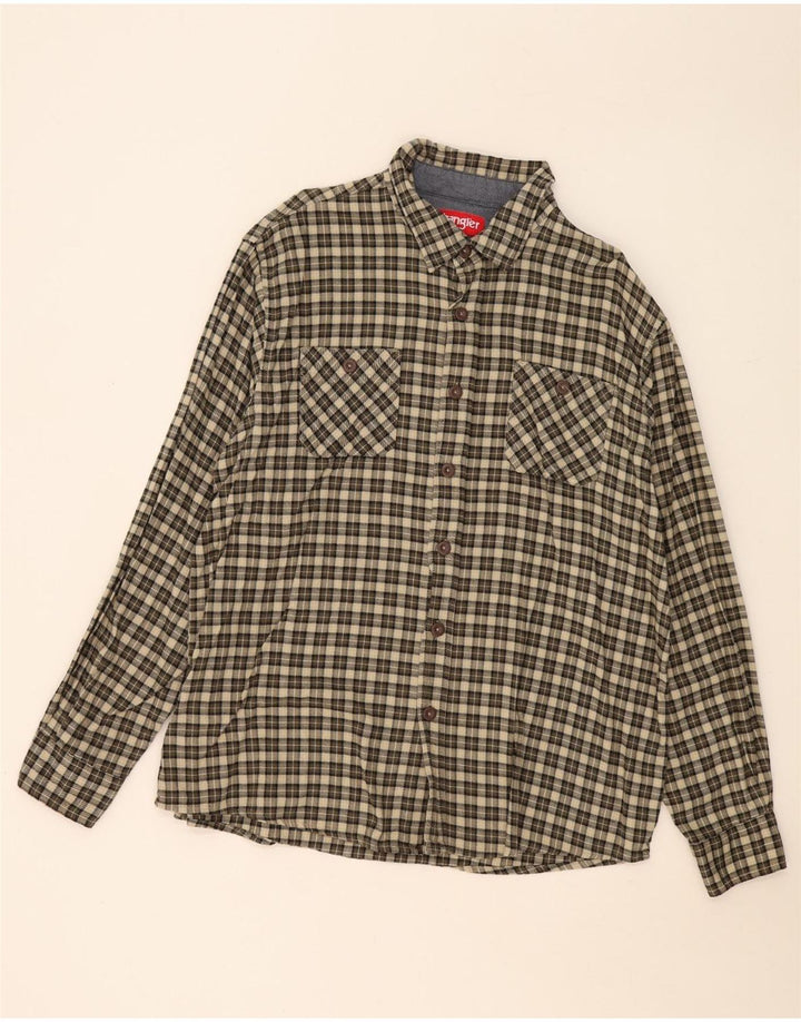 Camisa masculina de flanela Wrangler XL cáqui xadrez algodão