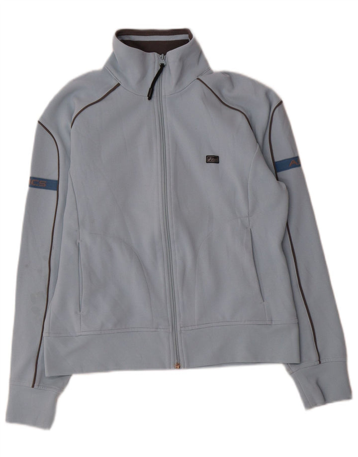 ASICS Womens Tracksuit Top Jacket UK 10 Small Blue Acrylic