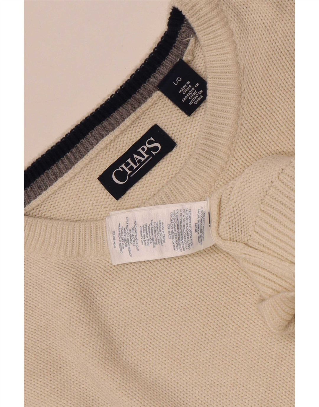 Suéter masculino Chaps com gola redonda, grande algodão branco