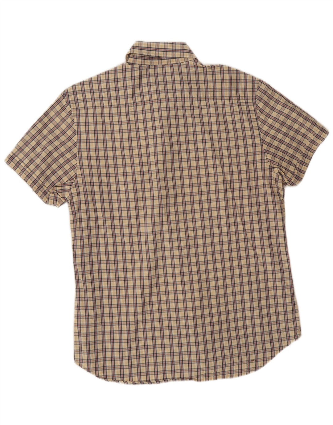 Camisa masculina de manga curta Calvin Klein Jeans grande xadrez bege