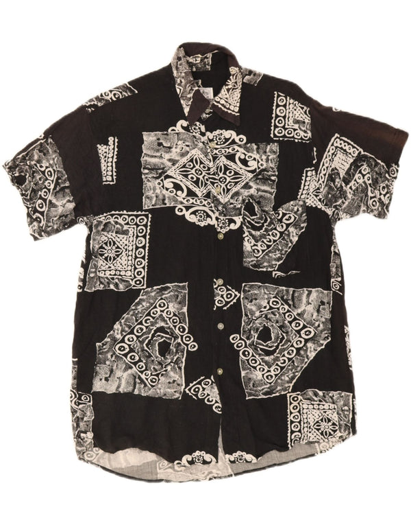 Rob Roy Camisa masculina de manga curta média preta patchwork viscose