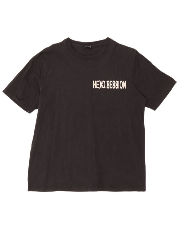 Diesel Camiseta masculina gráfica Top grande de algodão preto