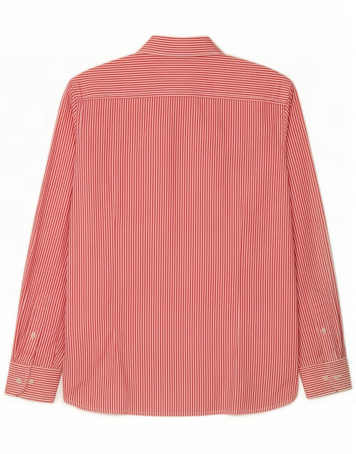 Camisa masculina Hackett de algodão listrado vermelho médio