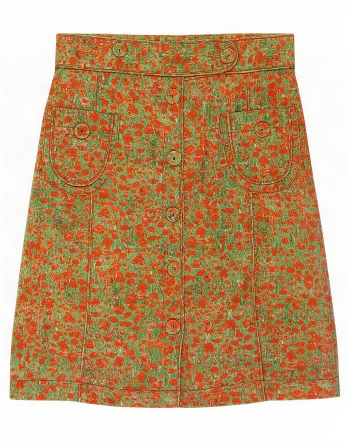Saia feminina Paul Smith com padrão abstrato evasê médio W30 algodão laranja