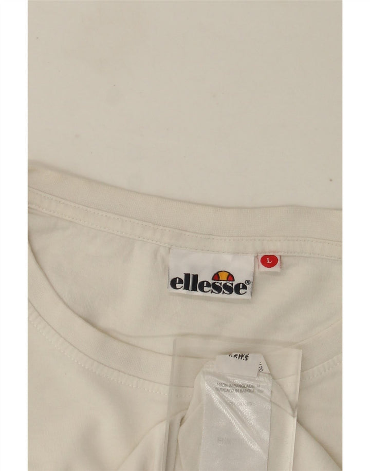 Camiseta masculina Ellesse com estampa gráfica grande de algodão off white
