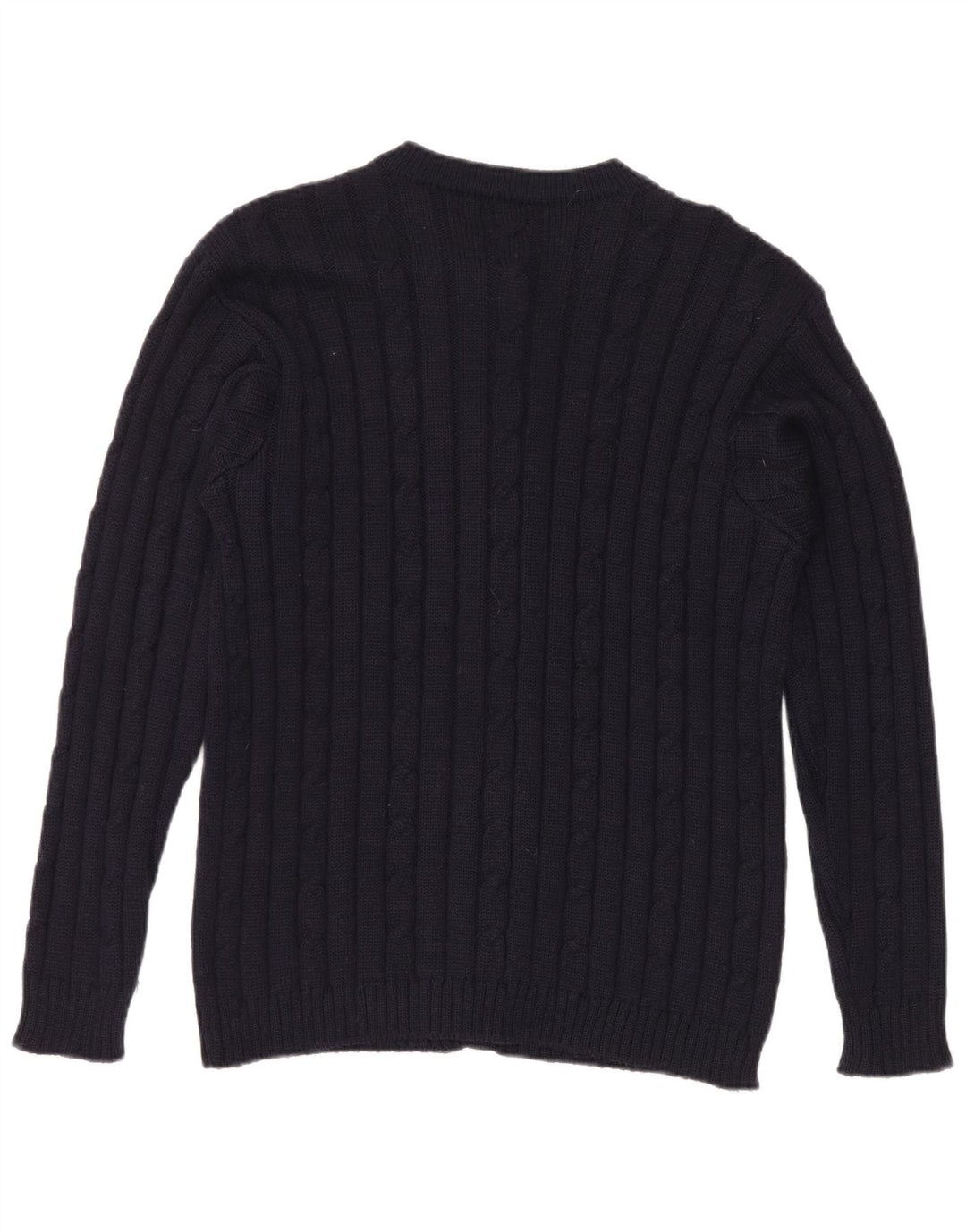 Suéter cardigã feminino vintage Reino Unido 12 azul marinho médio