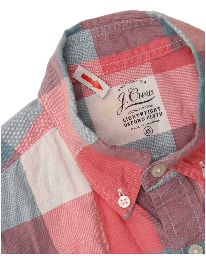 Camisa masculina de manga curta J. CREW XS de algodão xadrez multicolorido