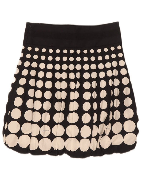 Mini saia bolha feminina Karen Millen UK 8 pequena W26 algodão geométrico preto