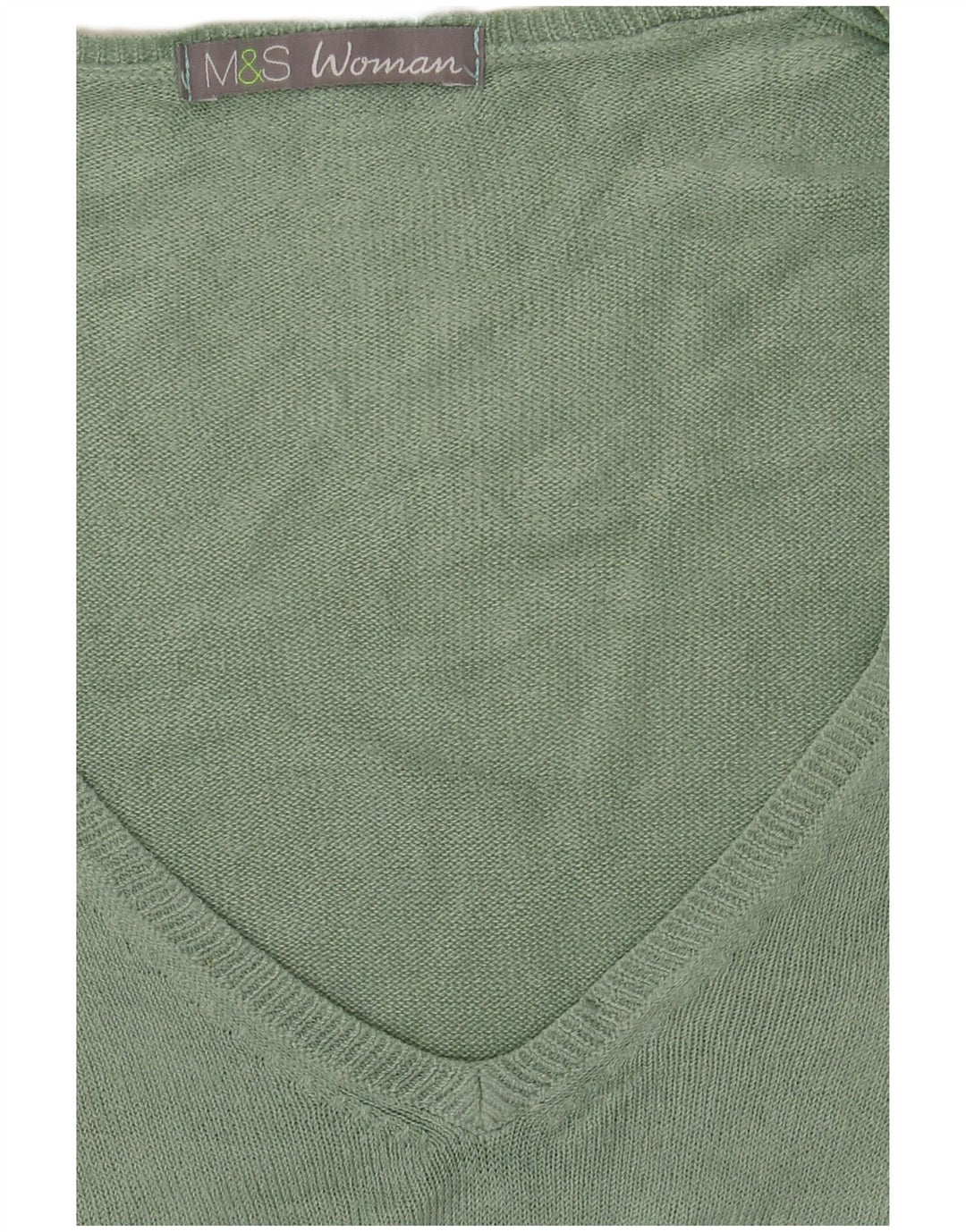 Suéter feminino Marks & Spencer com decote em V Reino Unido 12 verde médio
