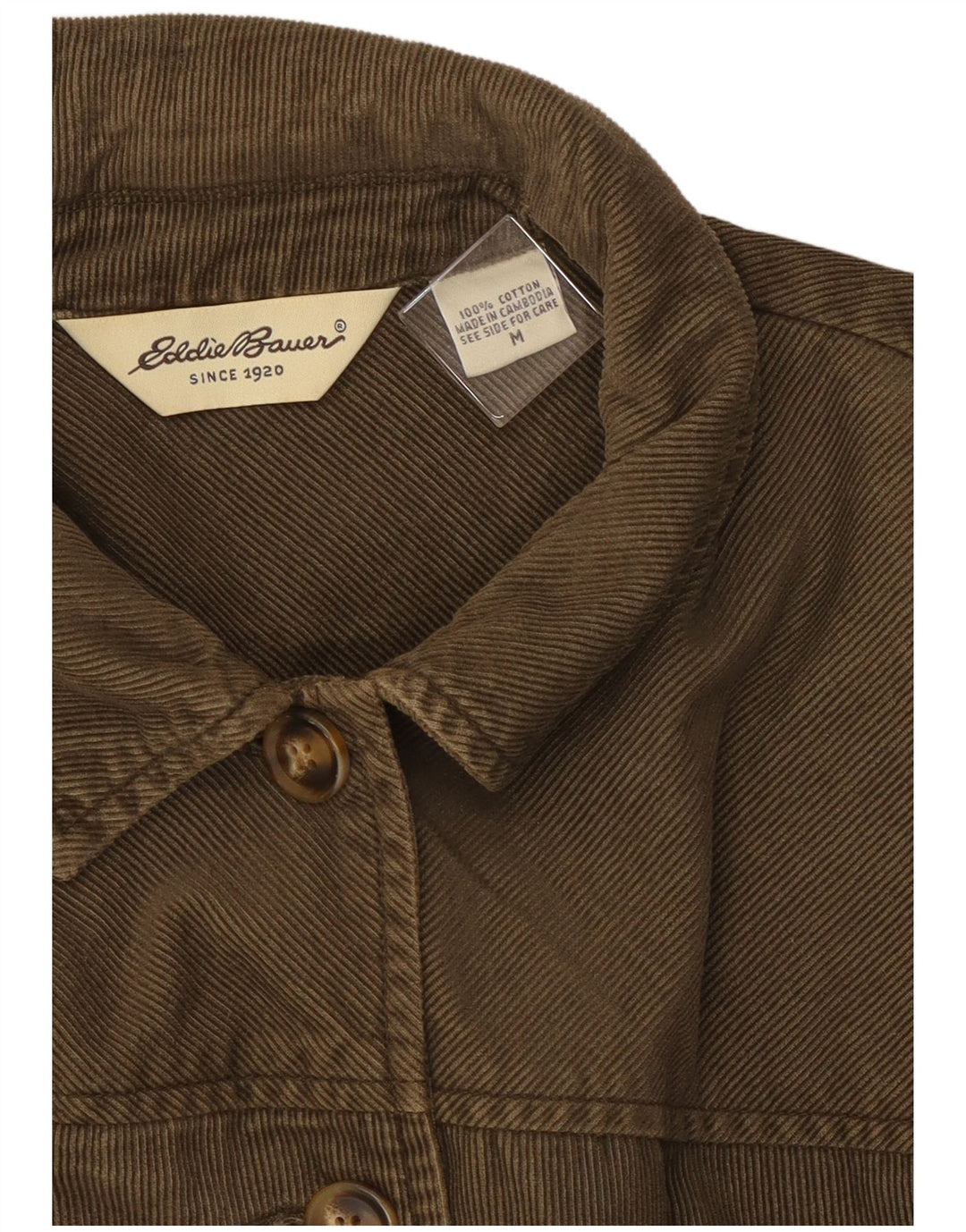 Jaqueta feminina de veludo Eddie Bauer Reino Unido 14 algodão cáqui médio