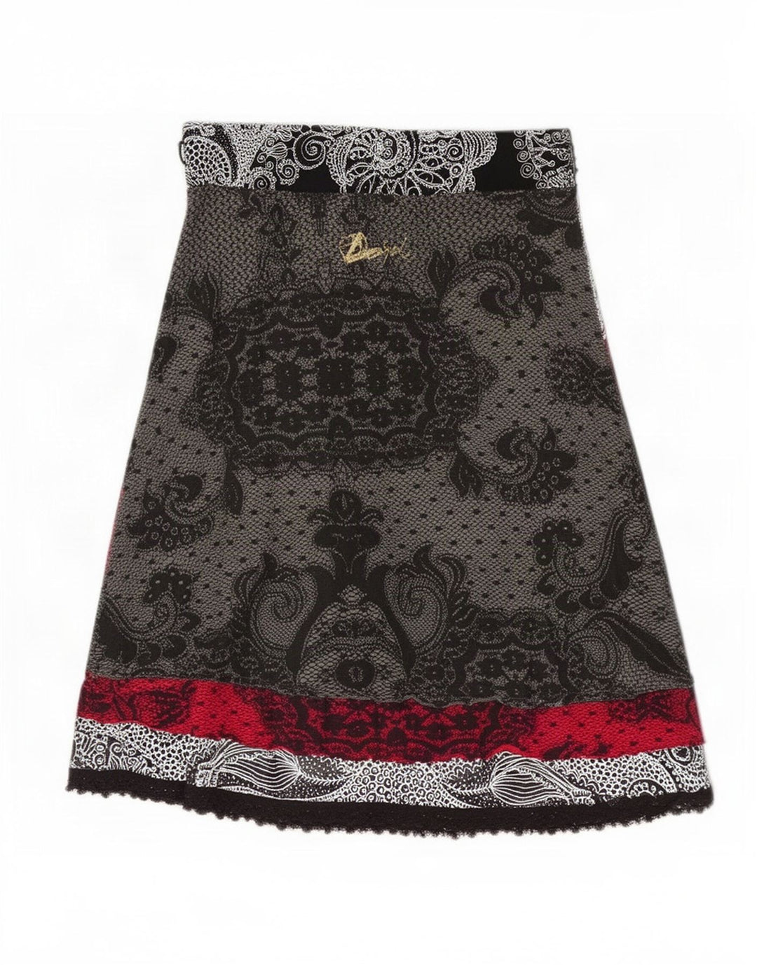 Desigual saia feminina linha A média W28 paisley multicolorida