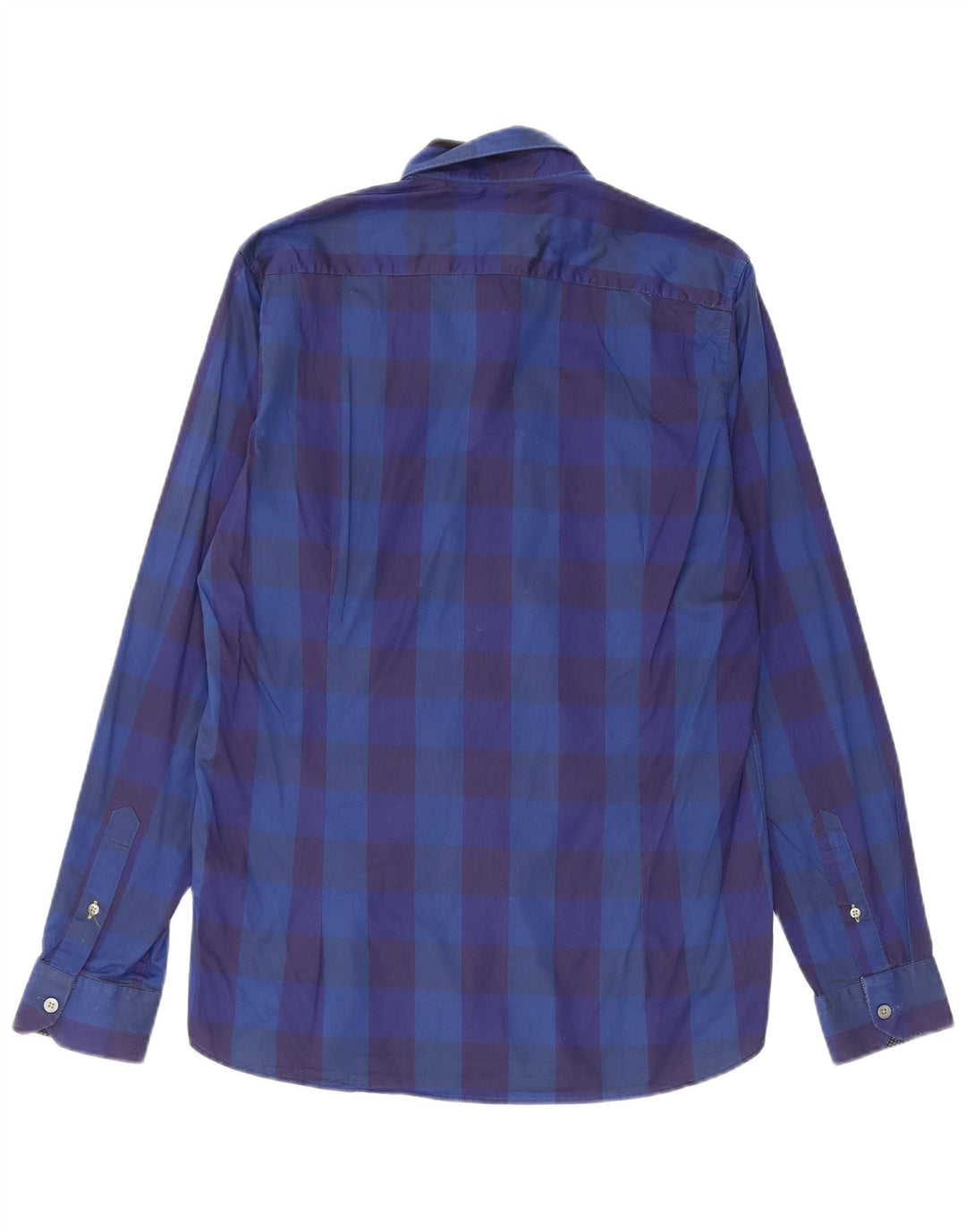 Camisa masculina Ted Baker tamanho 3 algodão guingão azul médio