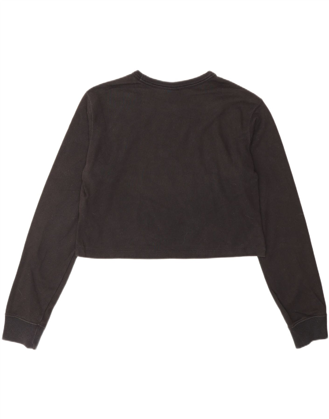 CHAMPION Top feminino cropped manga comprida Reino Unido 12 algodão preto médio
