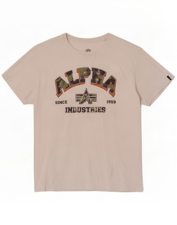 Alpha Industries Camiseta gráfica masculina Top XL Algodão branco