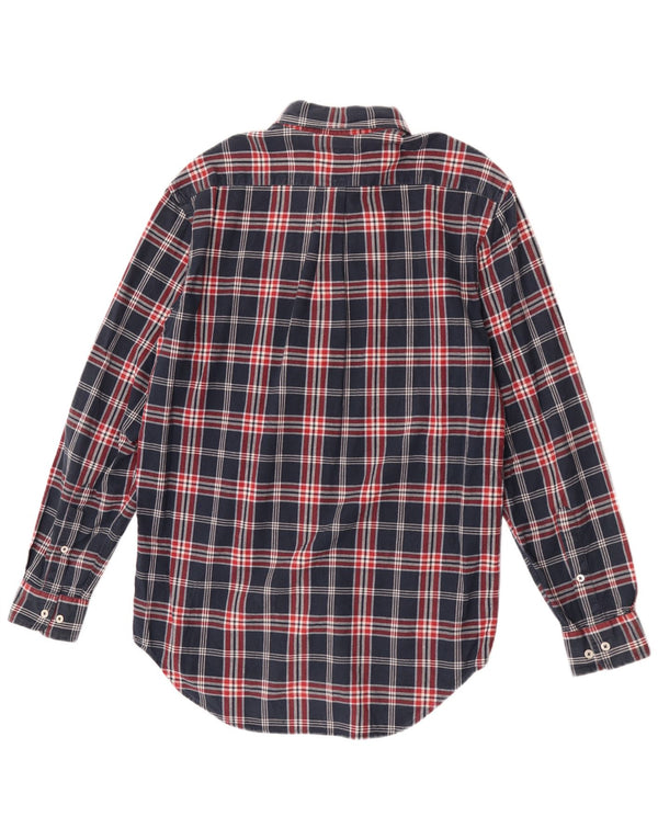 Camisa masculina de flanela Fila grande algodão xadrez azul marinho