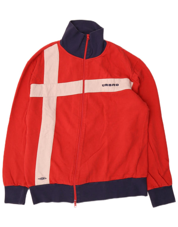 Umbro Mens Tracksuit Top Jacket XL Vermelho Colorblock Algodão