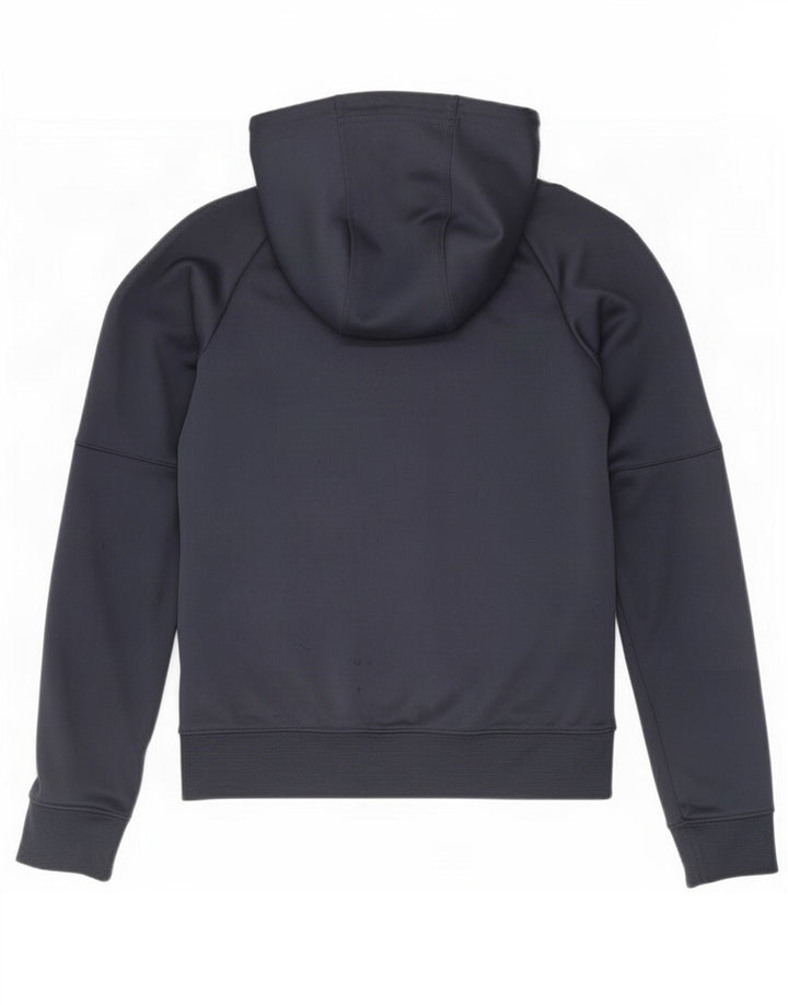 Suéter Nike masculino com capuz e zíper pequeno azul marinho colorido bloco de poliéster