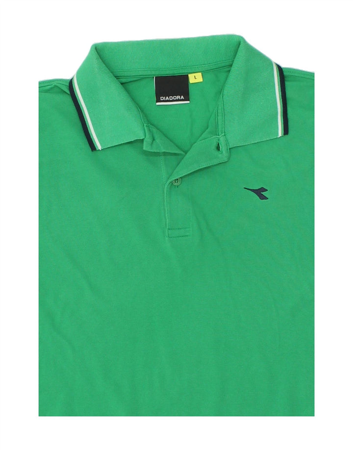 DIADORA Mens Polo Shirt Large Green Cotton Vintage Diadora and Second-Hand Diadora from Messina Hembry 