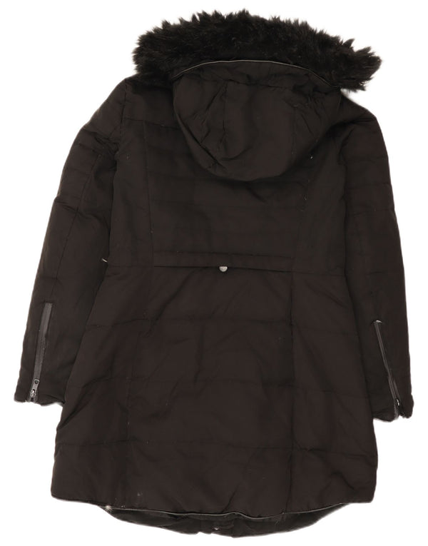 Casaco acolchoado com capuz feminino Zara Reino Unido 14 grande preto