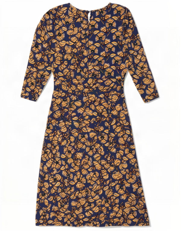 Vestido feminino Joe Browns manga 3/4 com bainha UK 10 pequeno azul marinho floral
