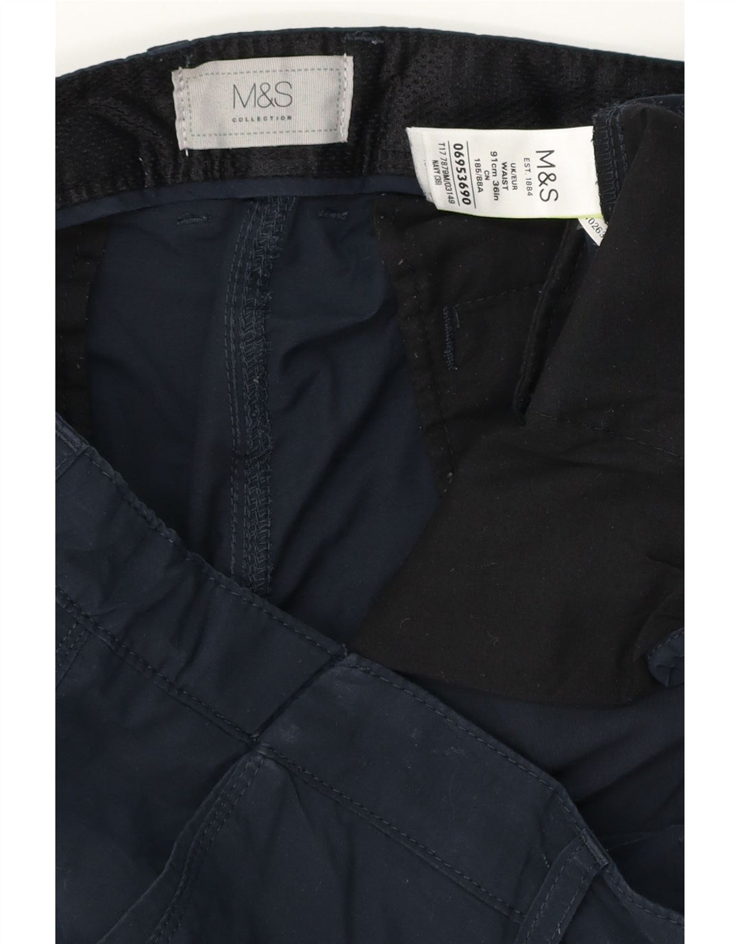 Shorts cargo masculino MARKS & SPENCER W36 grande poliéster azul marinho