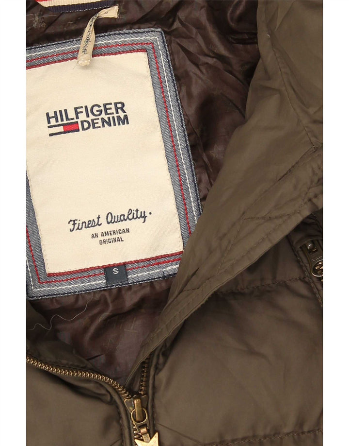 Casaco acolchoado com capuz feminino Tommy Hilfiger Reino Unido 10 pequeno poliéster cáqui