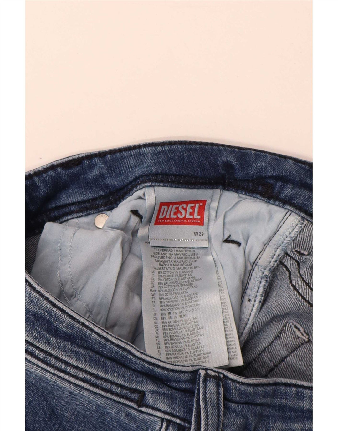 Jeans Slim Feminino Diesel W29 L29 Azul Algodão