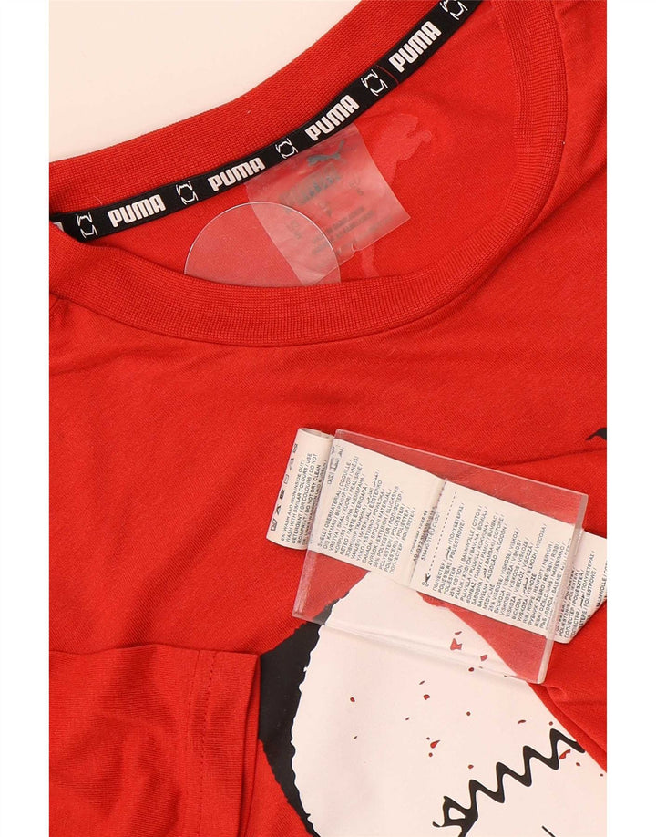 Puma Mens Graphic T-Shirt Top Pequeno Poliéster Vermelho
