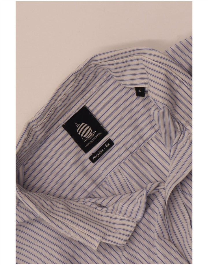 Camisa masculina de ajuste regular Marina Yachting tamanho 42 grande listrada azul