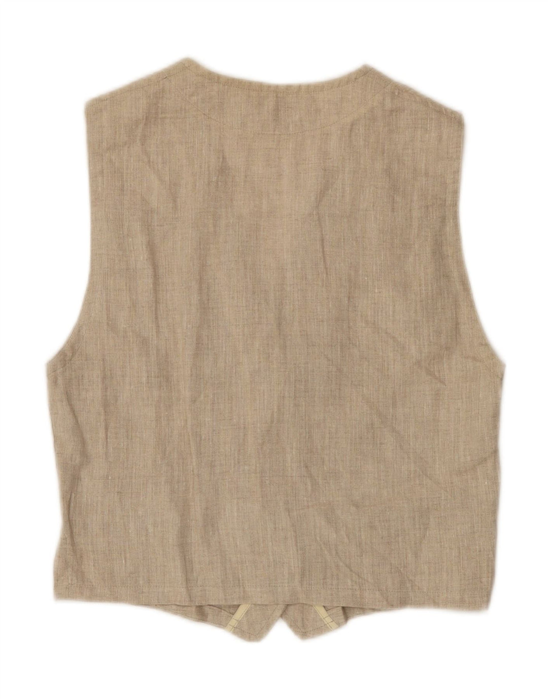 Colete feminino vintage UK 8 pequeno linho bege
