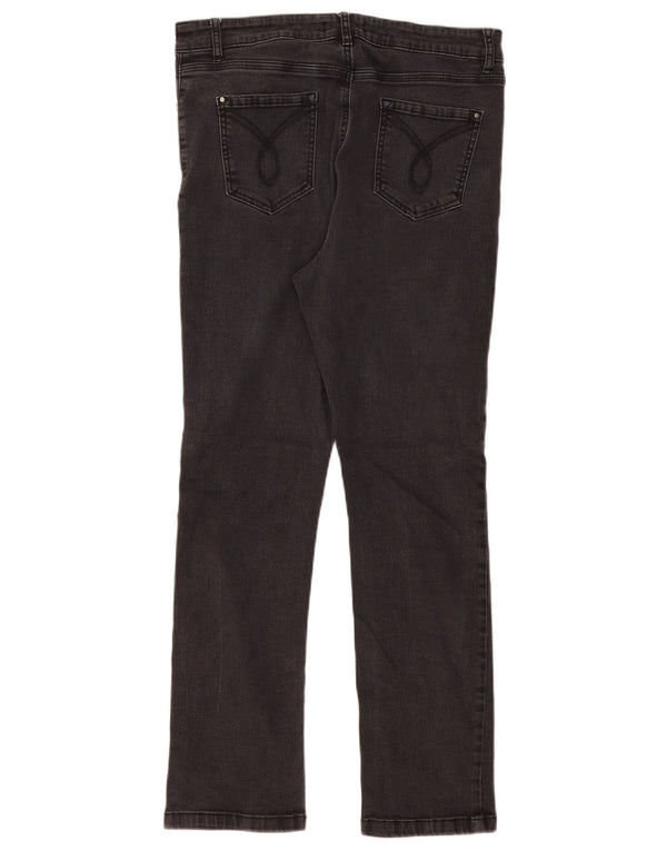 Calça jeans feminina Marks & Spencer Classic Fit Slim UK 14 grande W32 L28 preta