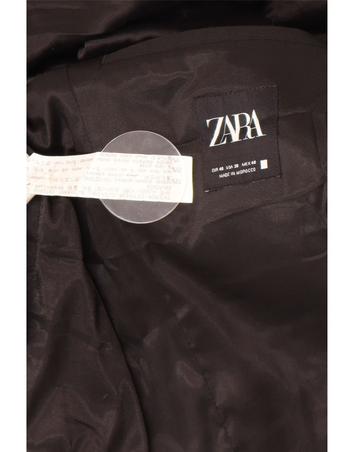 Jaqueta blazer masculina Zara com 2 botões EU 48 poliéster preto médio