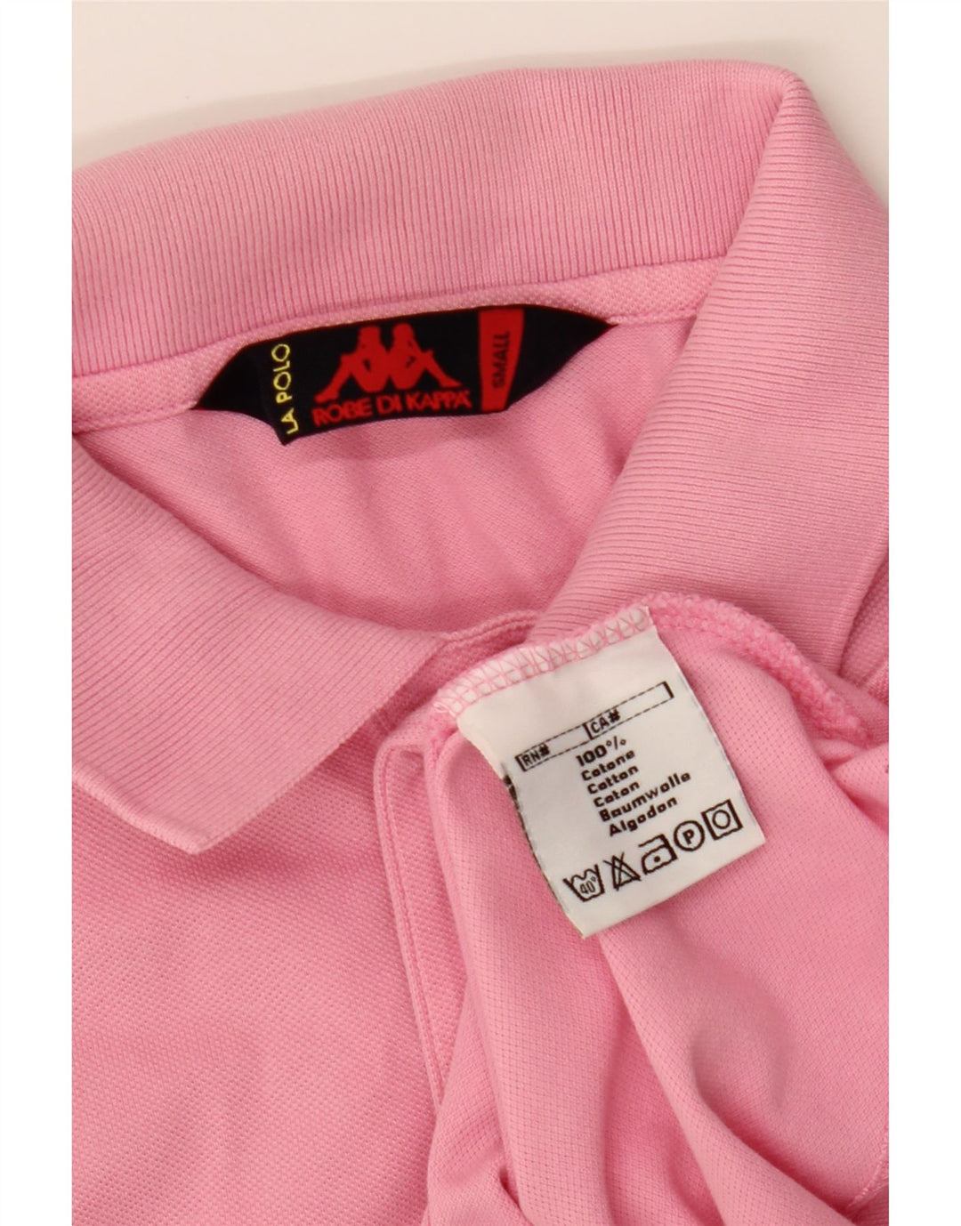 Camisa polo masculina KAPPA pequena rosa algodão