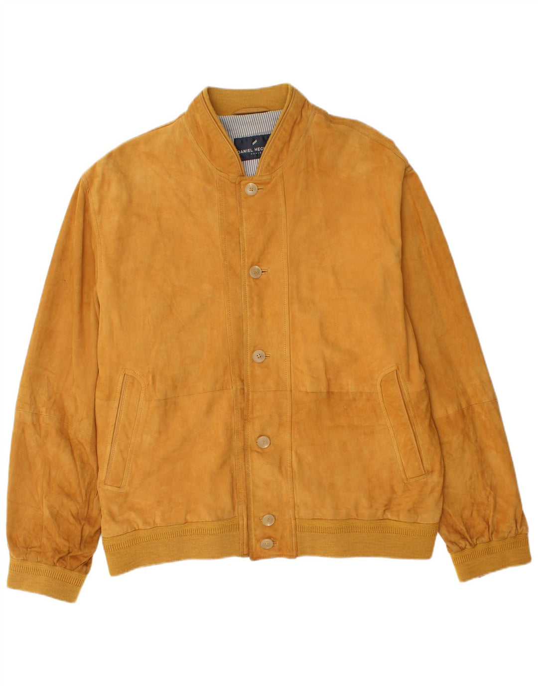 Jaqueta bomber masculina de camurça Daniel Hechter IT 54 2XL couro amarelo