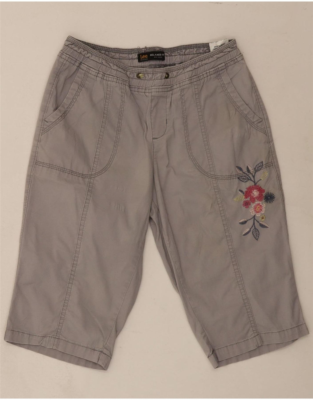 LEE Womens Petites Relaxed Fit Bermuda Shorts US 4 Small W28  Grey Cotton Vintage Lee and Second-Hand Lee from Messina Hembry 