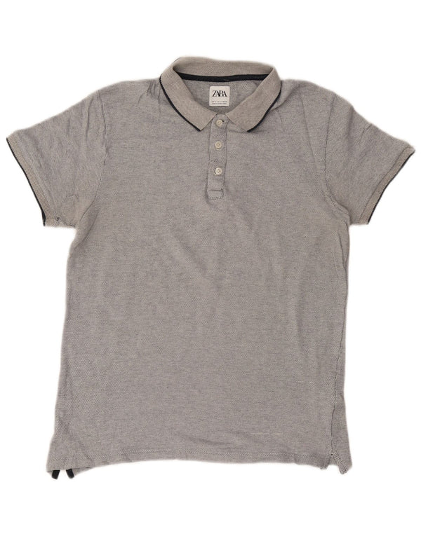Camisa polo masculina Zara algodão cinza médio