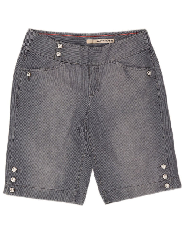 Shorts casual feminino Dkny US 8 médio W31 algodão listrado azul marinho