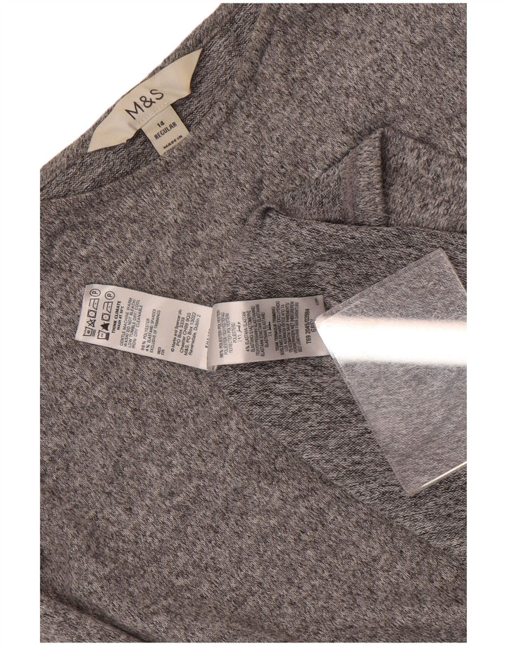 Vestido feminino Marks & Spencer com bainha de manga comprida Reino Unido 14 cinza médio manchado