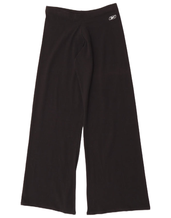Reebok Calças de treino femininas com pernas largas e joggers UK 14 grandes de algodão preto