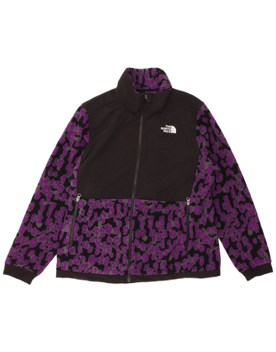 Jaqueta de lã feminina THE NORTH FACE Reino Unido 16 grande estampa animal roxa