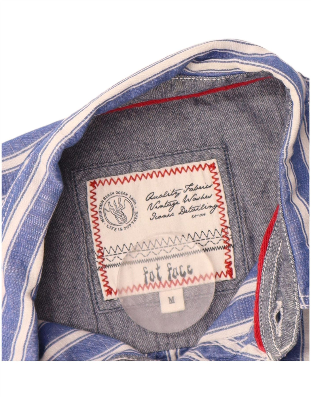 Camisa masculina Fat Face listrada azul médio