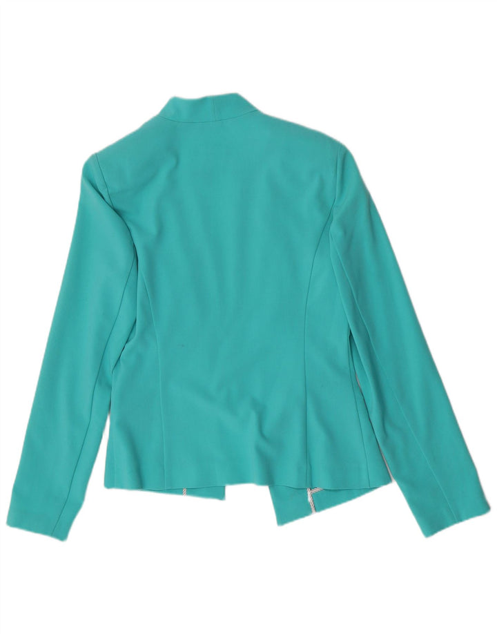 Jaqueta blazer aberta feminina Marks & Spencer Reino Unido 8 poliéster turquesa pequeno