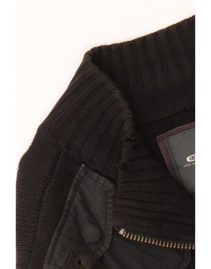 Suéter cardigã masculino com zíper completo G-Star algodão preto médio