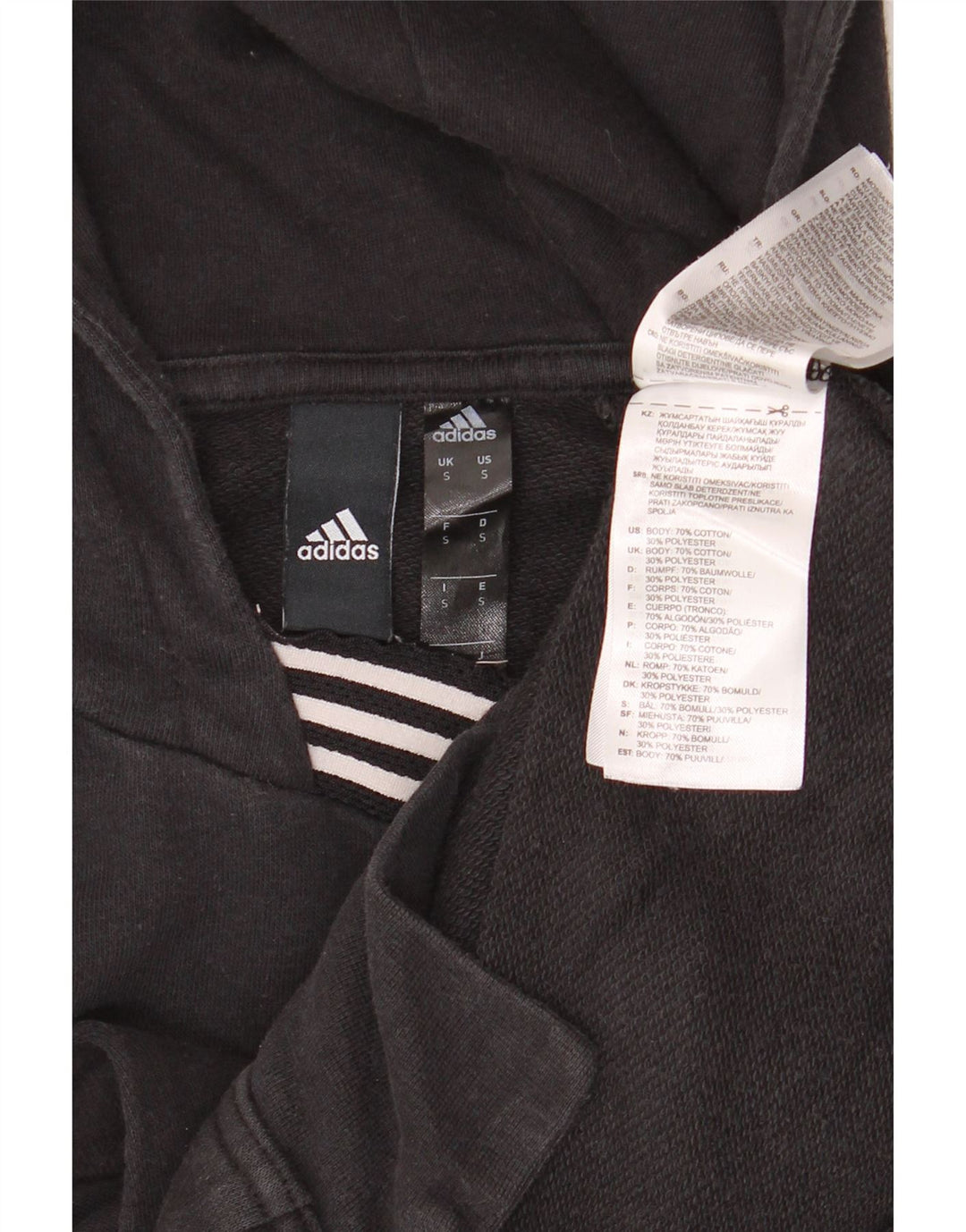 Adidas Mens Hoodie Jumper Pequeno Algodão Preto