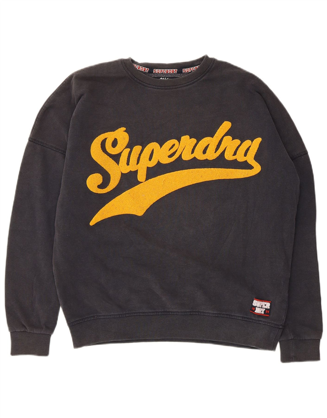 Superdry Mens Graphic Oversized Moletom Jumper UK 8 Pequeno Algodão Cinza