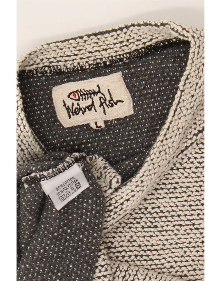 Suéter masculino estranho com gola redonda e algodão branco grande