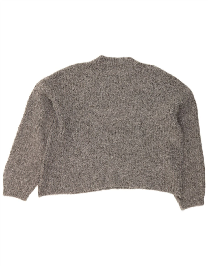 Suéter feminino Marks & Spencer com gola redonda e gola redonda Reino Unido 14 grande cinza
