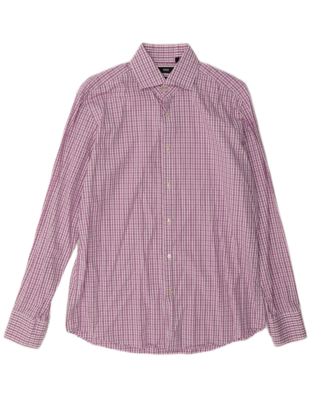 Camisa masculina Hugo Boss Regular Fit tamanho 41 16 grande algodão xadrez rosa